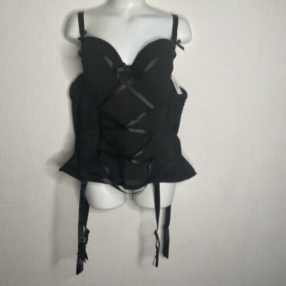 NWT Adore Me Black Bustier Lace Up Corset Lingerie Women Size 40B - Picture 10 of 12